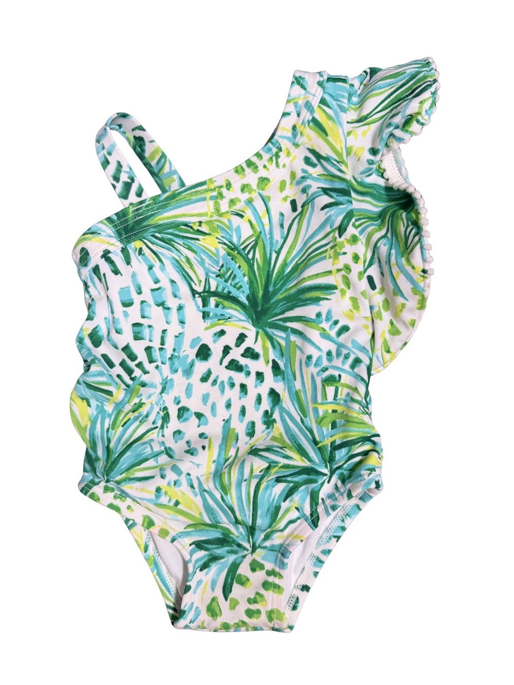 Janie and Jack One-Shoulder Tropical Palm Print Swimsuit Size 6-12 Months
